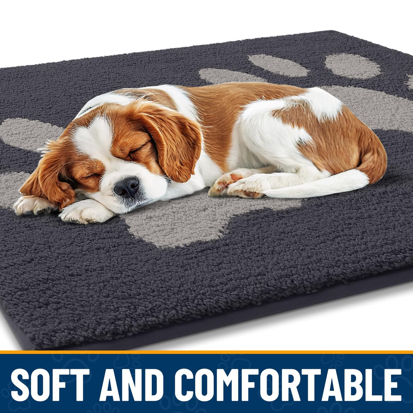 Smiry Dog Door Mat for Muddy Paws 30x20, Dirt Trapper Non Slip Washable Indoor Doormats, Absorbent Entryway Carpet for Inside Floor, Dark Grey