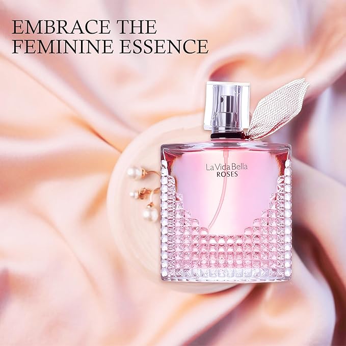 4-Piece Women's Perfume Set with 10ml Rollerball, EDP Collection, Variety of Fragrances,Long Lasting Fragrance (Sarah Candy/dcy black/La vida bella rose/Nice Girl Pink)