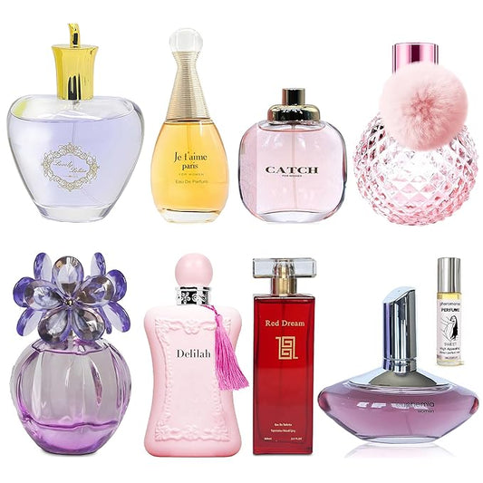 8-Piece Women's Perfume Collection with 10ml Rollerball, EDP Set, Variety of Long Lasting Fragrances for Women (combo C)