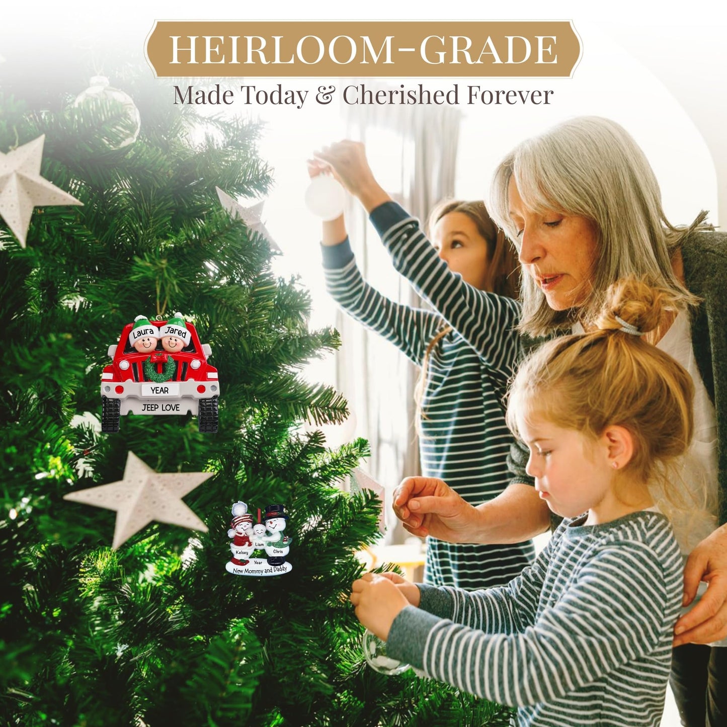 Personalized Large Family of 10 Ornament 2025 | Free 24h Customization | Laser Engraved Snowman Christmas Ornaments for Tree | Custom Gift Wrapped Festive Holiday Keepsake for Ten Persons