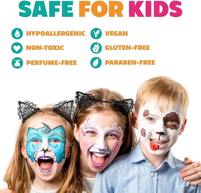 Kraze FX Gold, Black & White Face Paint Set (25 gm each) - Hypoallergenic, Non-Toxic, Water Activated Professional Face & Body Painting Makeup, Combo Value Pack