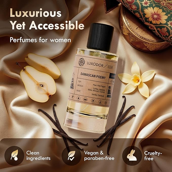 Damascus Poemy - Inspired by Y S.L's B.lack O.pium - pheromones perfumes for women cologne - dupes fragrances - Clean Paraben Free Vegan - 3.4 fl. oz (100ml) with perfume oil 10 ml roll-on