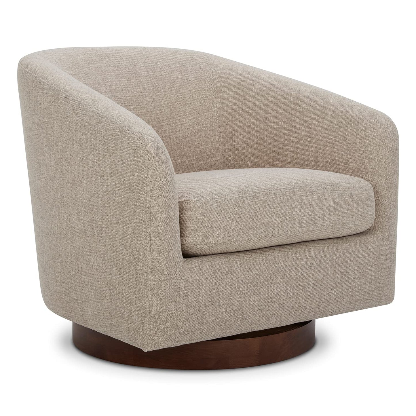 CHITA Swivel Accent Chair, FSC Certified Upholstered Fabric Barrel Chair for Living Room, Fully Assembled, Flax Beige