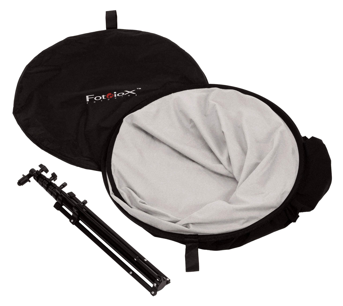 Fotodiox 5x7 (foot) Collapsible Black + White 2-in-1 Background, Backdrop Kit with Stand Support