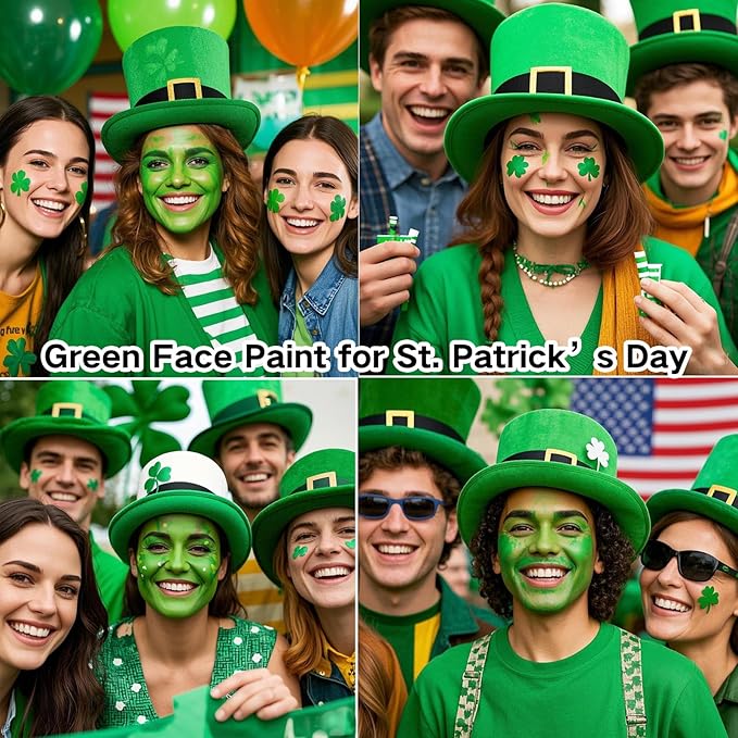 MEICOLY Light Green Face Body Paint for SFX Witch Cosplay Halloween Makeup,Elphaba Green Face Paint,Face Painting for Adults Kids,Hunting Hulk Gamora Body Paint,St Patricks Day Accessories