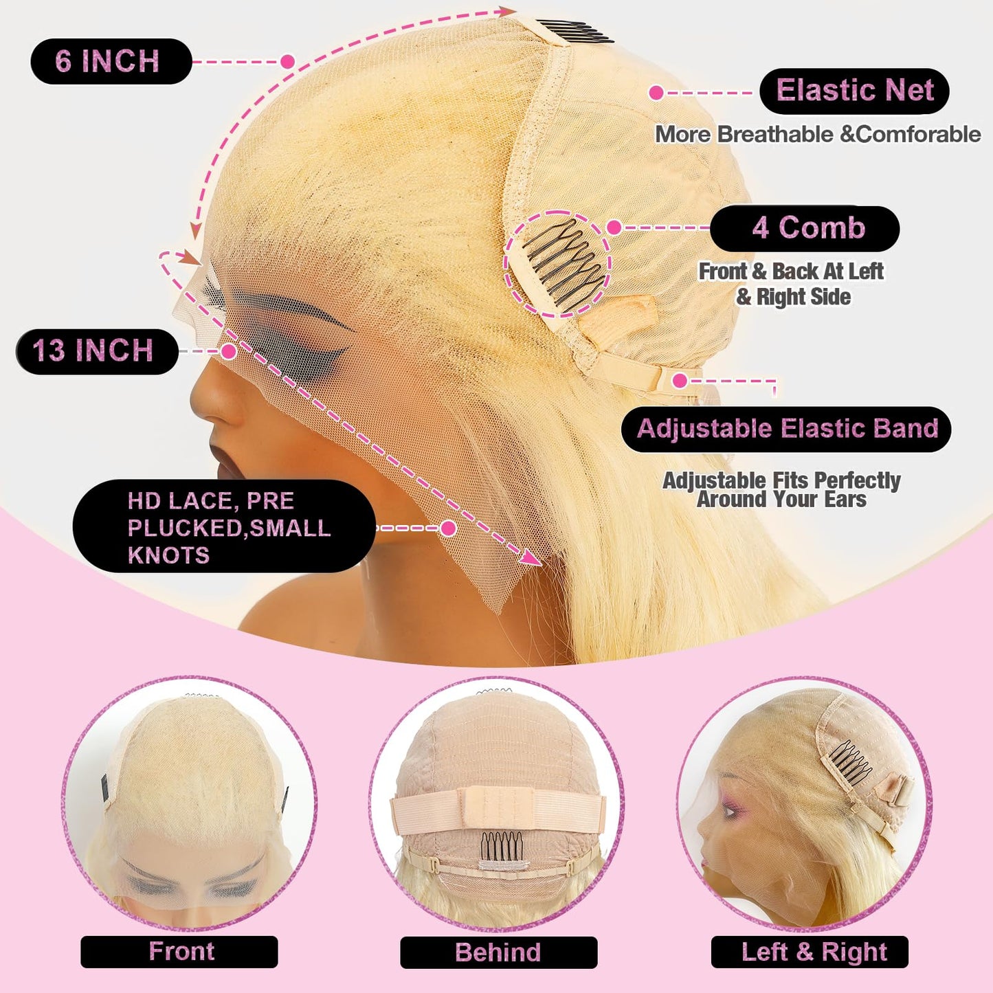 Shciyair 613 Lace Front Wig Human Hair Blonde Wig Human Hair 200 Density 613 HD Lace Frontal Wigs 13x6 Body Wave Blonde Lace Fro