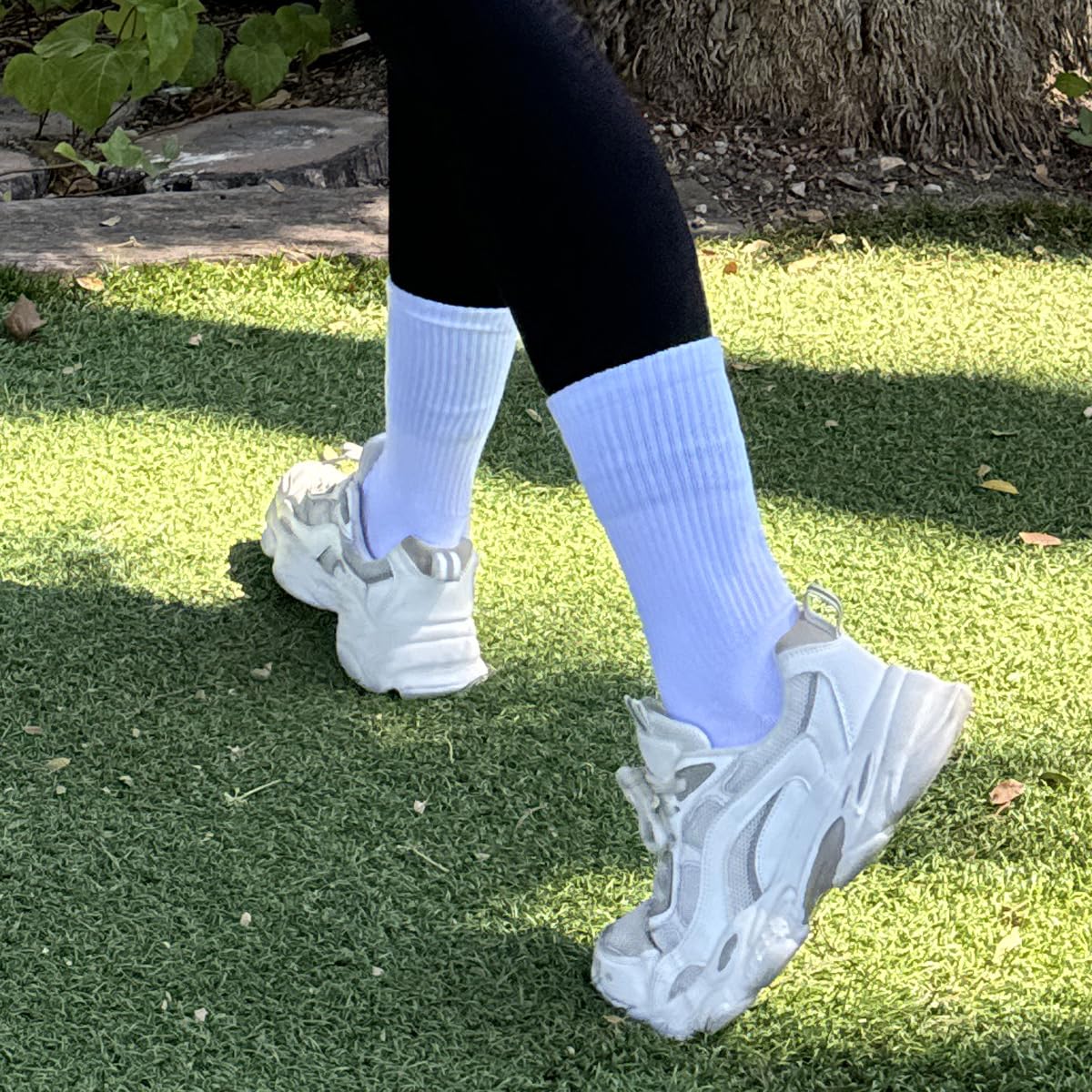 COTTON DAY Womens Soft Combed Cotton Crew Socks All White Half Ribbed Shoe Size 6-9