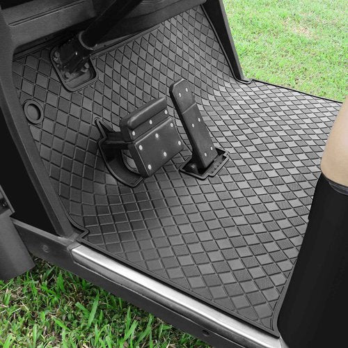 Cartalia Golf Cart Floor Liner Mat 8mm Thick Rubber Full Coverage Fit for EZGO TXT (1994-2025), Express S4 (2012-2020), Cushman Workhorse, EX1 (2020), Valor, Navitas, Some Star Carts Mats - Black Trim