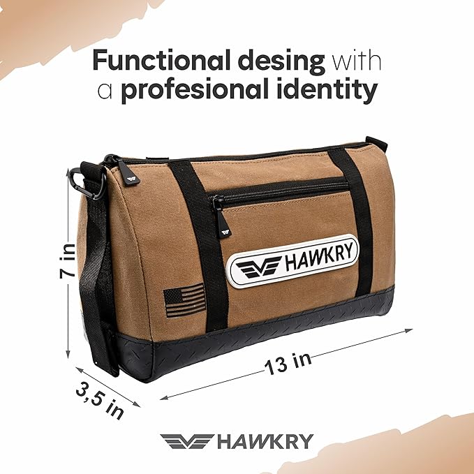 HAWKRY Heavy Duty Canvas Tool Bag – Waterproof Canvas Zipper Pouch, Garden Tool Bag, Construction Bags Heavy Duty, Small Zipper Pouch, Motorcycle Tool, Multipurpose Fishing Bag