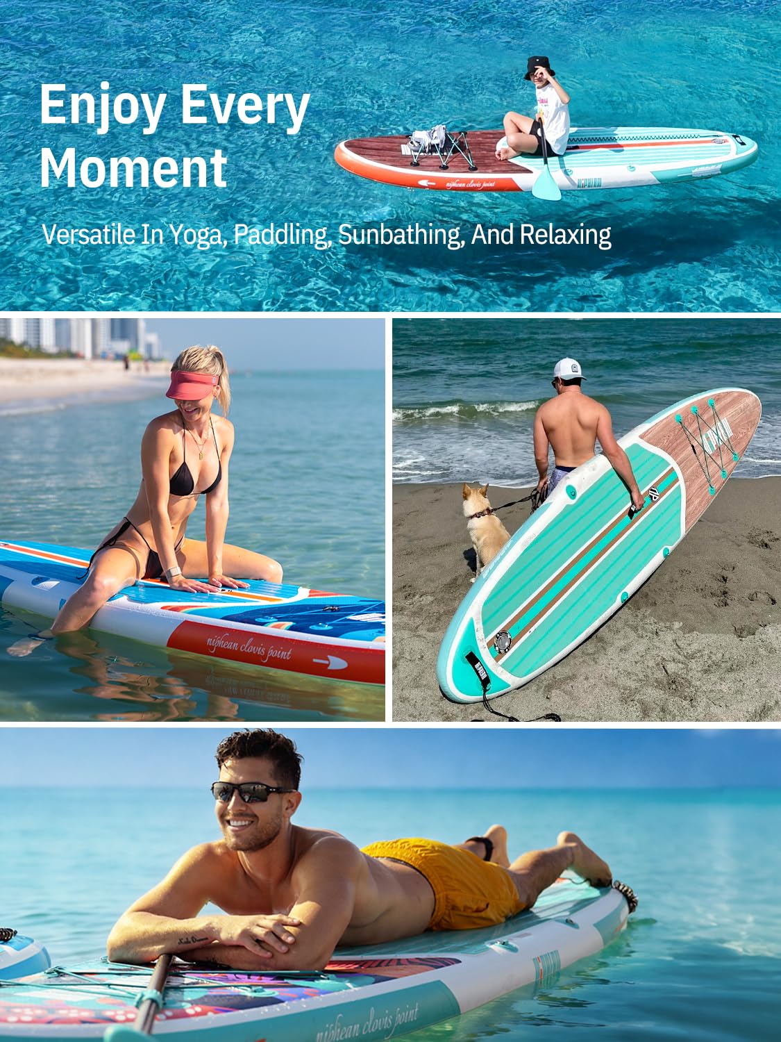 Niphean Inflatable Stand Up Paddle Board with Stabiltrac Fin Design and SUP Accessories, Anti-Slip EVA Deck, 10’6’’ Inflatable Paddle Boards for Adults & Youth of All Skill Levels