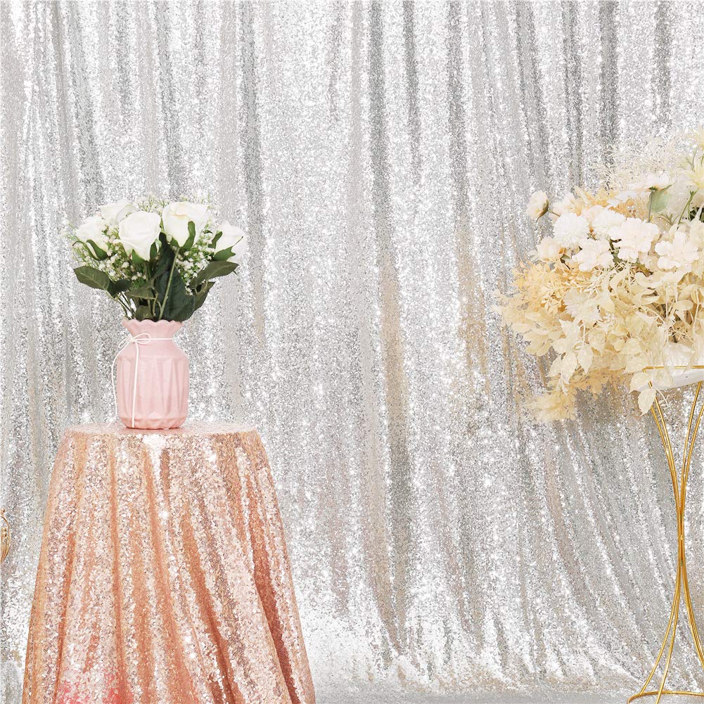 Eternal Beauty Silver Sequin Backdrop, 6X8 Ft Glitter Background Curtains For Shimmer Photography Party Wedding Birthday Back Dr