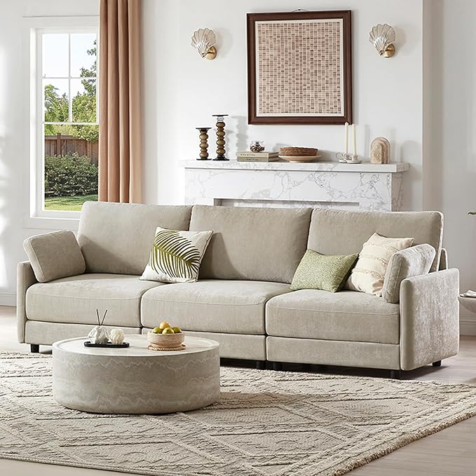 CHITA 107'' Width Modular Sectional Sofa Set, Modern Cloud Couch for Living Room and Apartment, 3 Seat Extra ComftySofa, Removable Cover, Classic Taupe