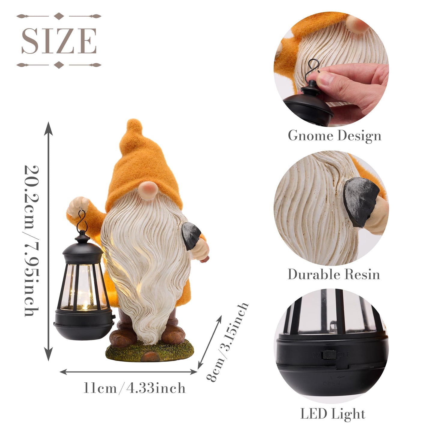 TERESA'S COLLECTIONS Fall Decor, Fall Gnome Decor, Autumn Garden Gnomes Holding Lantern with Solar Lights,Waterproof Resin Fall Decor Outdoor, Fall Gifts Outdoor/Indoor,8"