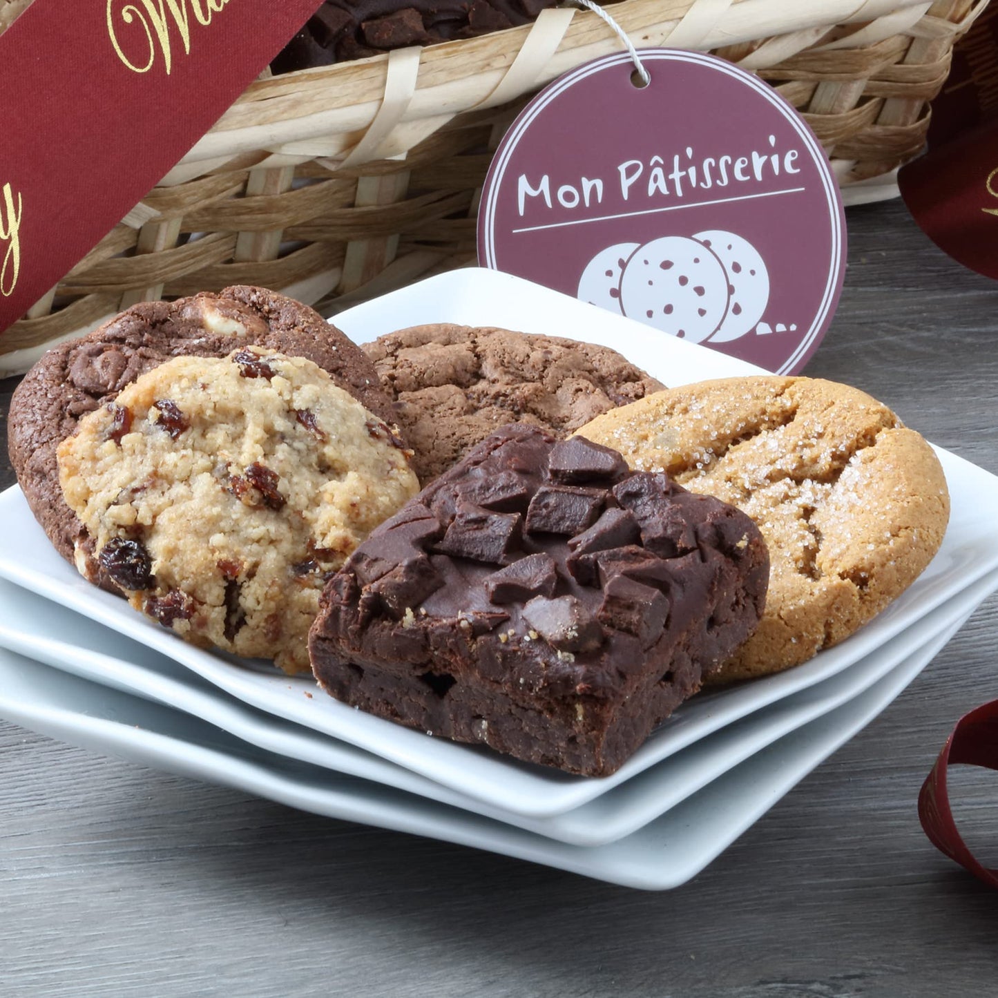 Broadway Basketeers Gourmet Cookies Gift basket Bakery Sweets Gift Basket, Dessert, Peanut Butter & Chocolate Brownie with Photo Gift Box for Holidays, Birthday, Christmas, Congratulations