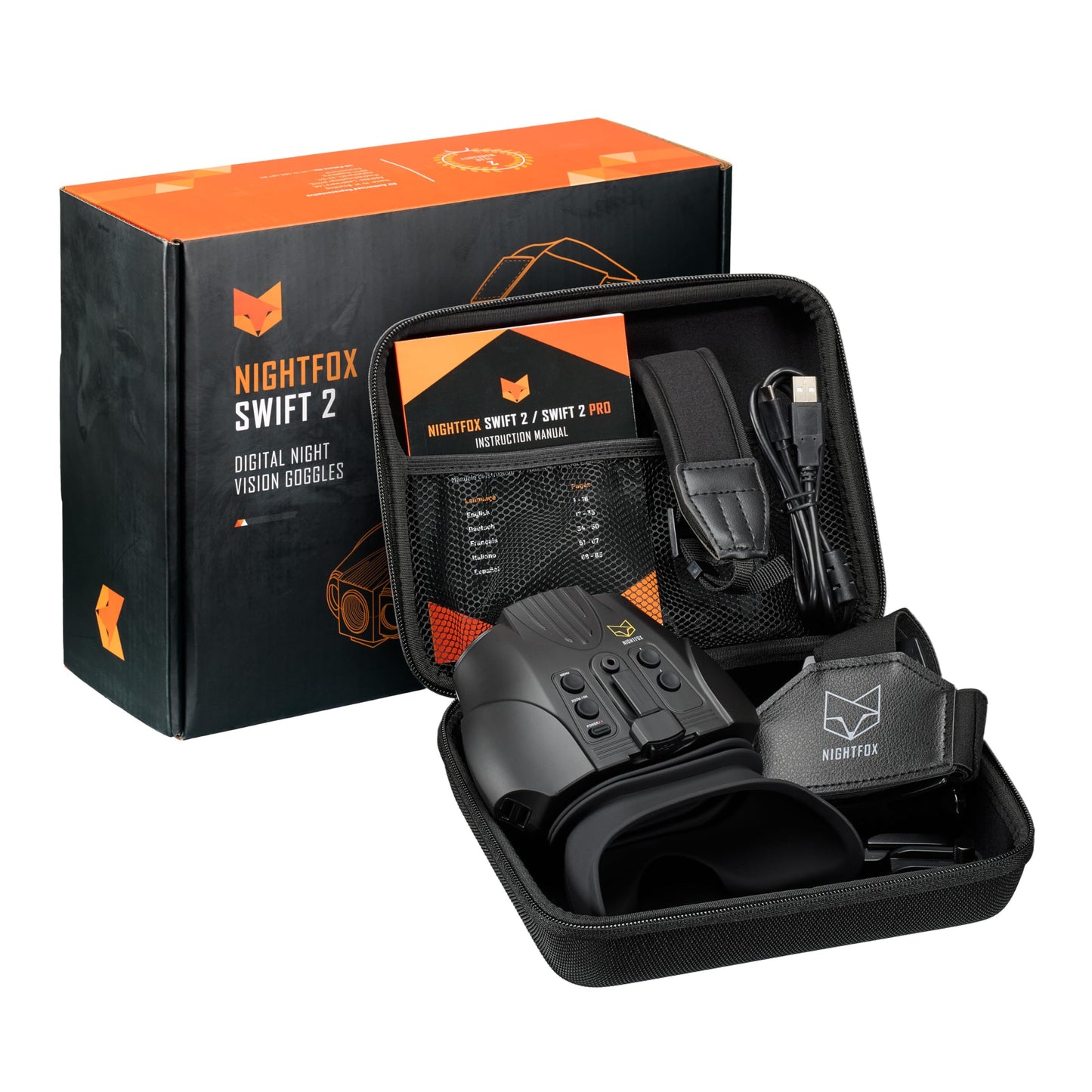 Night Vision Goggles - Nightfox Swift 2 NVG Goggles, Head or Helmet Mounted, Wide FOV, 1x Magnification, Infrared Night Vision Binoculars Stealth 940nm IR, Tactical Digital NODs for Airsoft