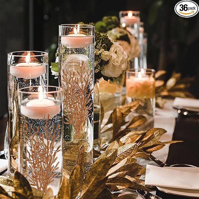 NUZELA 36Pcs Faux Flowers for Floating Candles, Floating-Effect Flowers for Vase Filler, Cylinder Vase Fillers Centerpiece...