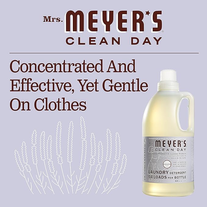 MRS. MEYER'S CLEAN DAY Liquid Laundry Detergent, Infused with Essential Oils, Lavender, 64 oz (64 Loads)