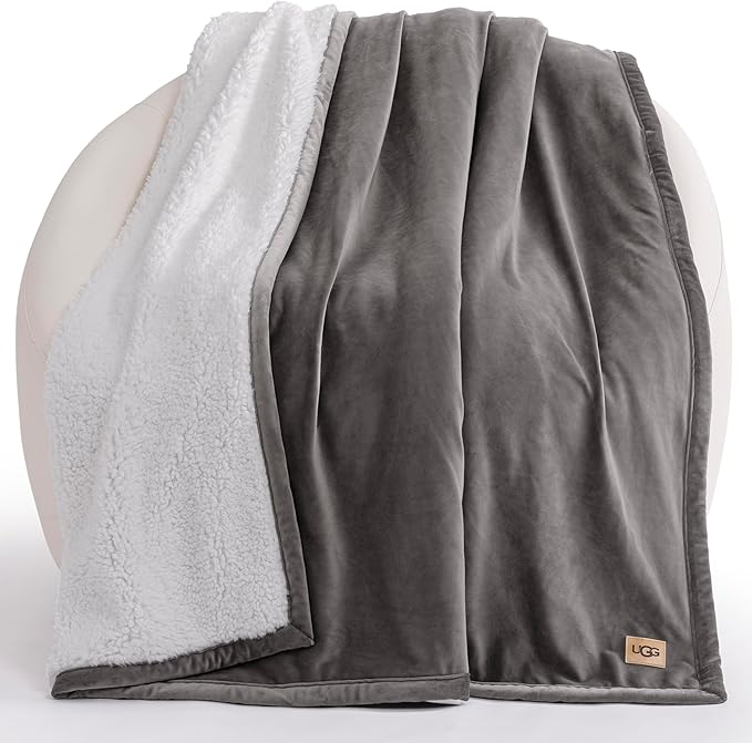 UGG Bliss Throw Blanket Plush Soft Fleece Fluffy Blankets for Bed or Couch Oversized Warm Reversible Machine Washable Medi...