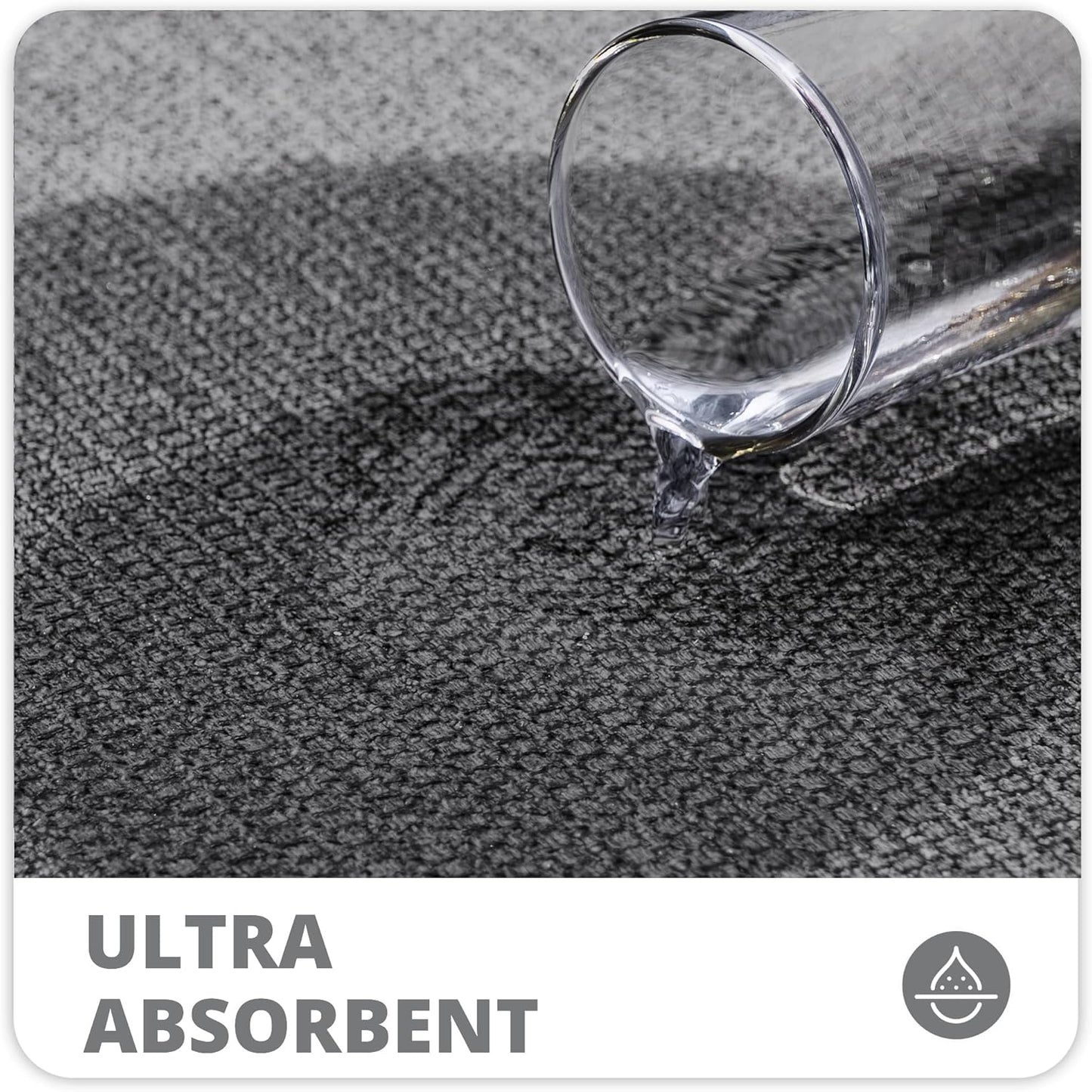 Bathroom Rugs Set 2 Pieces,Thin Bathroom Mats,Toilet Rugs,Quick Dry,Non-Slip,Machine Washable,Low Pile,Absorbent Bath Mats,Shower,Sink,Home Decor Accessories.Dark Grey,1'5"x2'3"+1'8"x2" U Shape