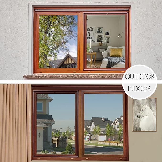 HIDBEA One Way Window Privacy Film Daytime, Heat Control UV Blocking Reflective Mirror Window Tint for Home, Non-Adhesive Self Static Cling Window Stickers (Silver, 17.5 Inch x 6.5 Feet)