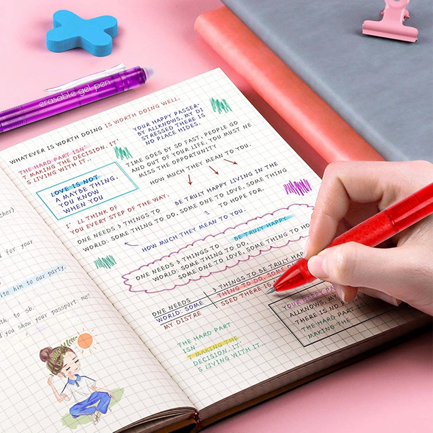 Erasable Gel Pens, 22 Colors Lineon Retractable Erasable Pens Clicker, Fine Point, Make Mistakes Disappear, Assorted Color Inks for Drawing Writing Planner and Crossword Puzzles