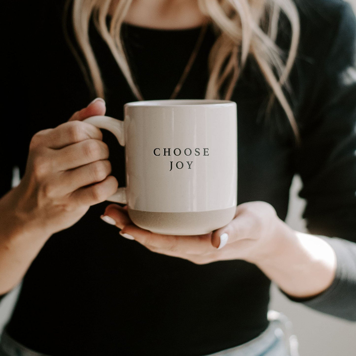 Sweet Water Decor Choose Joy Stoneware Coffee Mugs | Novelty Coffee Mugs | Microwave & Dishwasher Safe | 14oz Coffee Cup | Inspirational Gifts | Gifts for Her