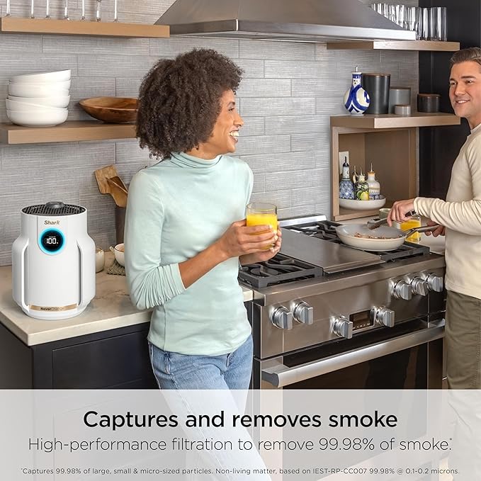 Shark Air Purifier for Home, NeverChange Compact Pro, for Bedroom, Nursery, Home Office, Dorm, HEPA-Exceeding Filter, Captures Pollutants, Pet Dander, Dust, Odor, Smoke, and More, HP072PL, Lilac