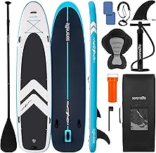SereneLife 12’2” Inflatable Paddle Board - XL Family Stand Up Paddleboard with Seat for 2 Adults 1 Child - 34” Wide Stable...