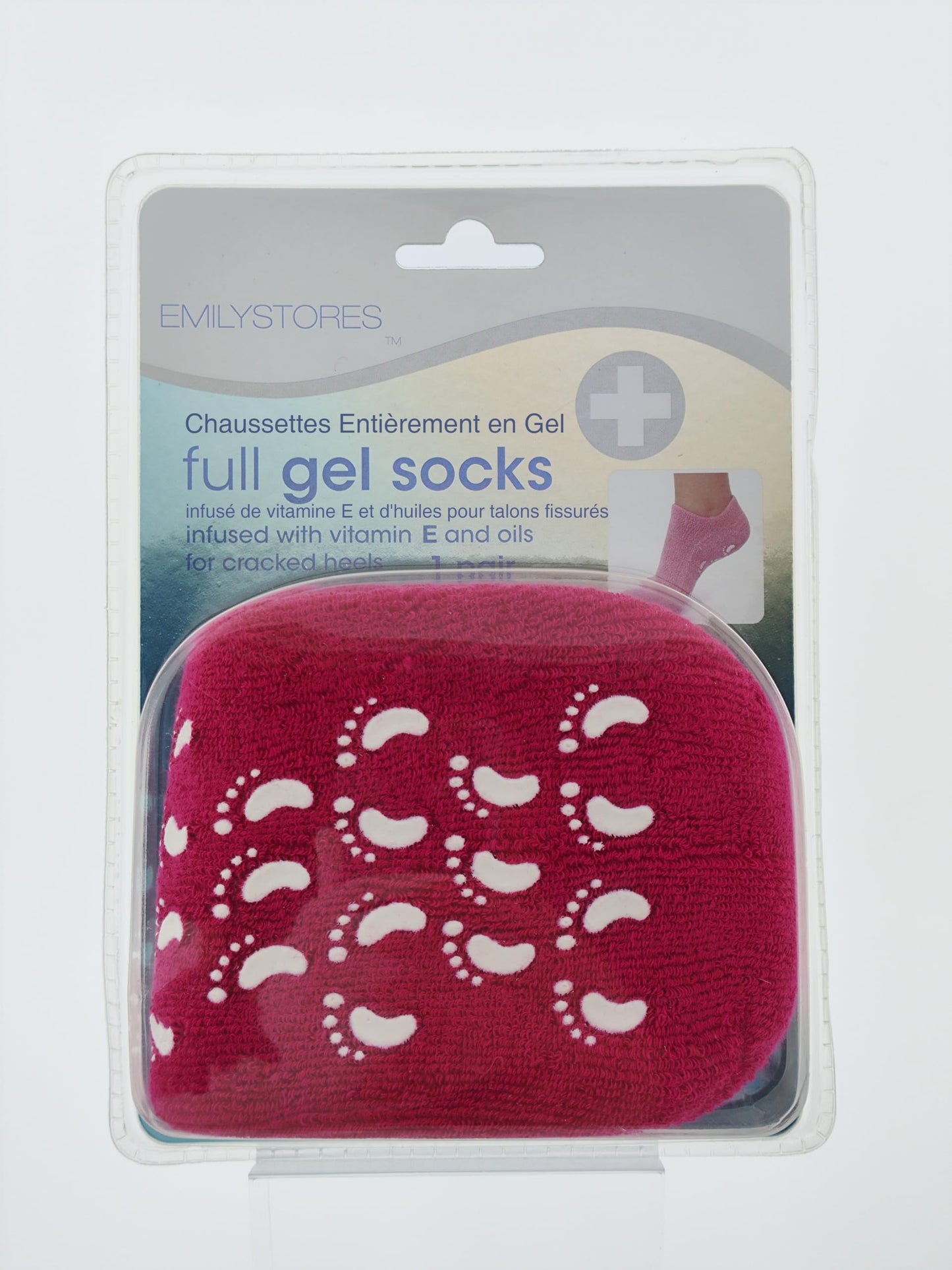 EMILYSTORES Magenta Moisturizing Gel Socks for Cracked Heel 1 Pair, Moisturizing Socks for Women Overnight, for Dry Rough Skin,