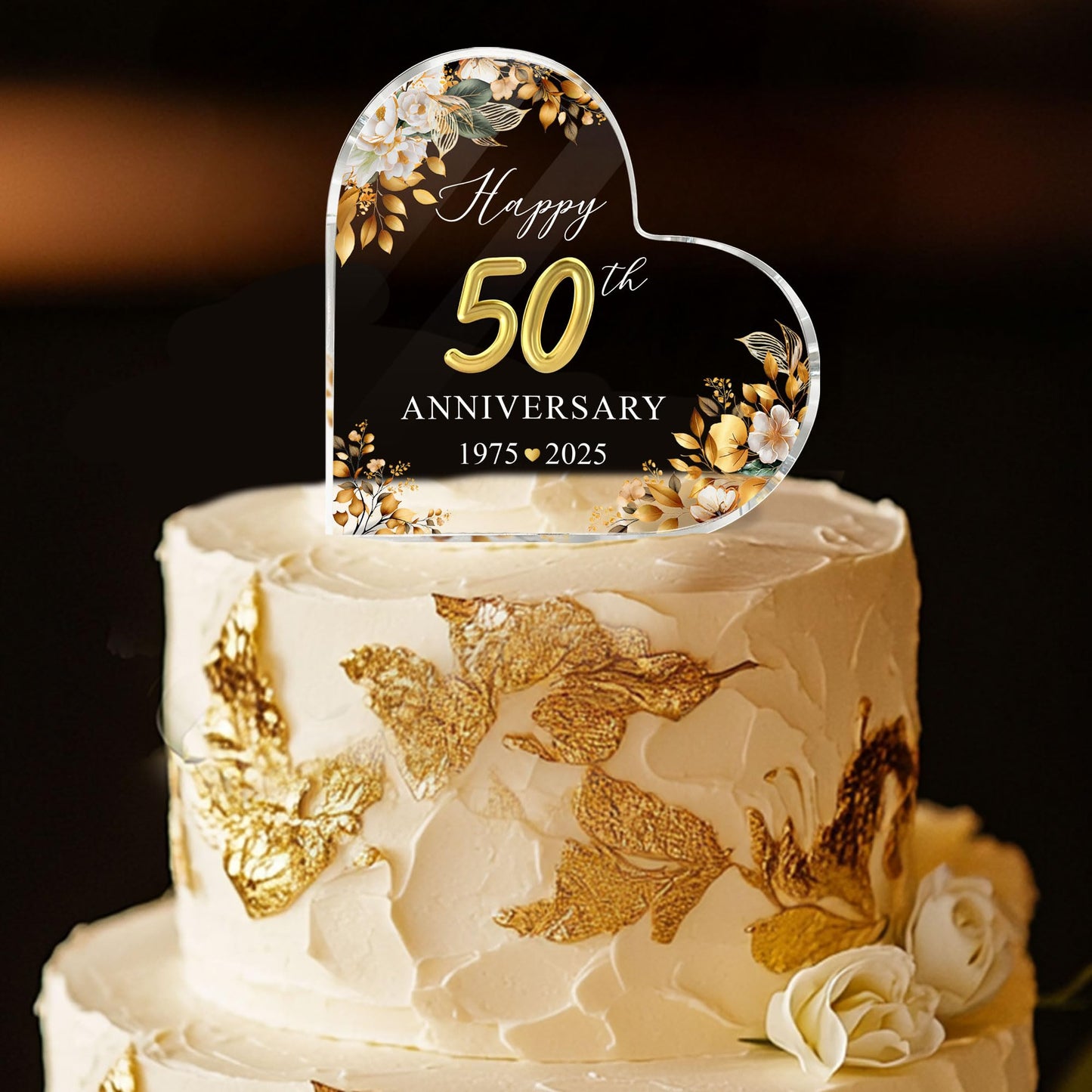 50th Wedding Anniversary Acrylic Cake Topper, 50 th Anniversary Decorations, 50 Wedding Topper, 50 Years Of Married Gifts (50th Anniversary Cake Topper)