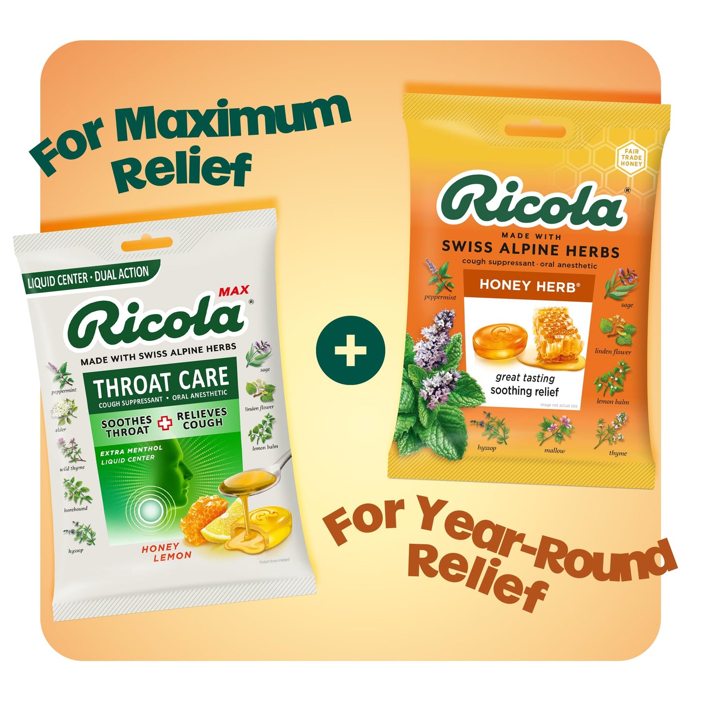 Ricola Honey Herb Cough Drops with Menthol - Minor Cough and Sore Throat Relief - 192 Count - Herbal Throat Lozenges