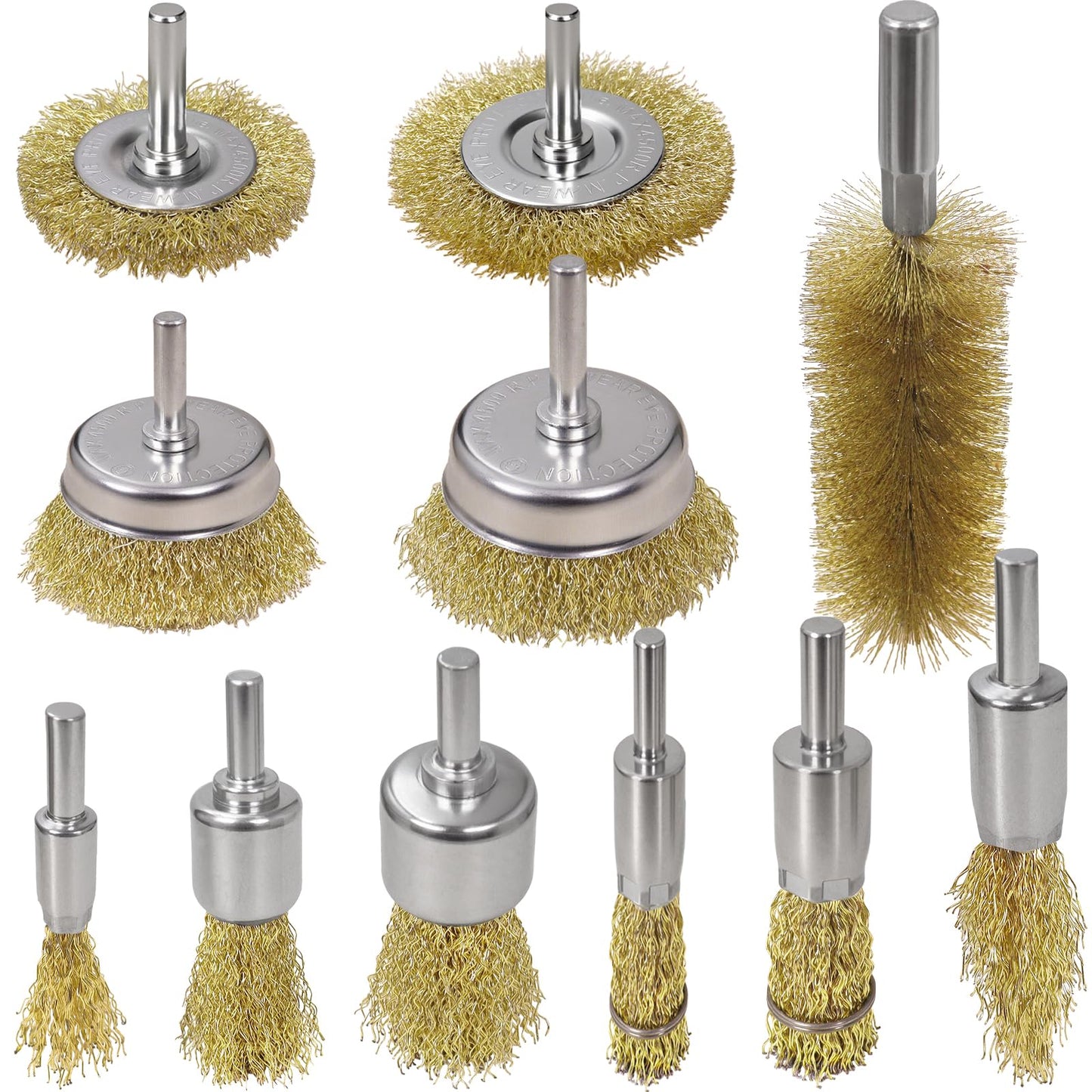 SBGGRL 11 Pcs Wire Brush Drill Attachments-Wire Wheel for Drill Set Carbon Steel Cup & End Brushes with Soft Bristles for Metal Stripping,Rust & Paint Removal,Die Grinder Accessories,1/4" Shank