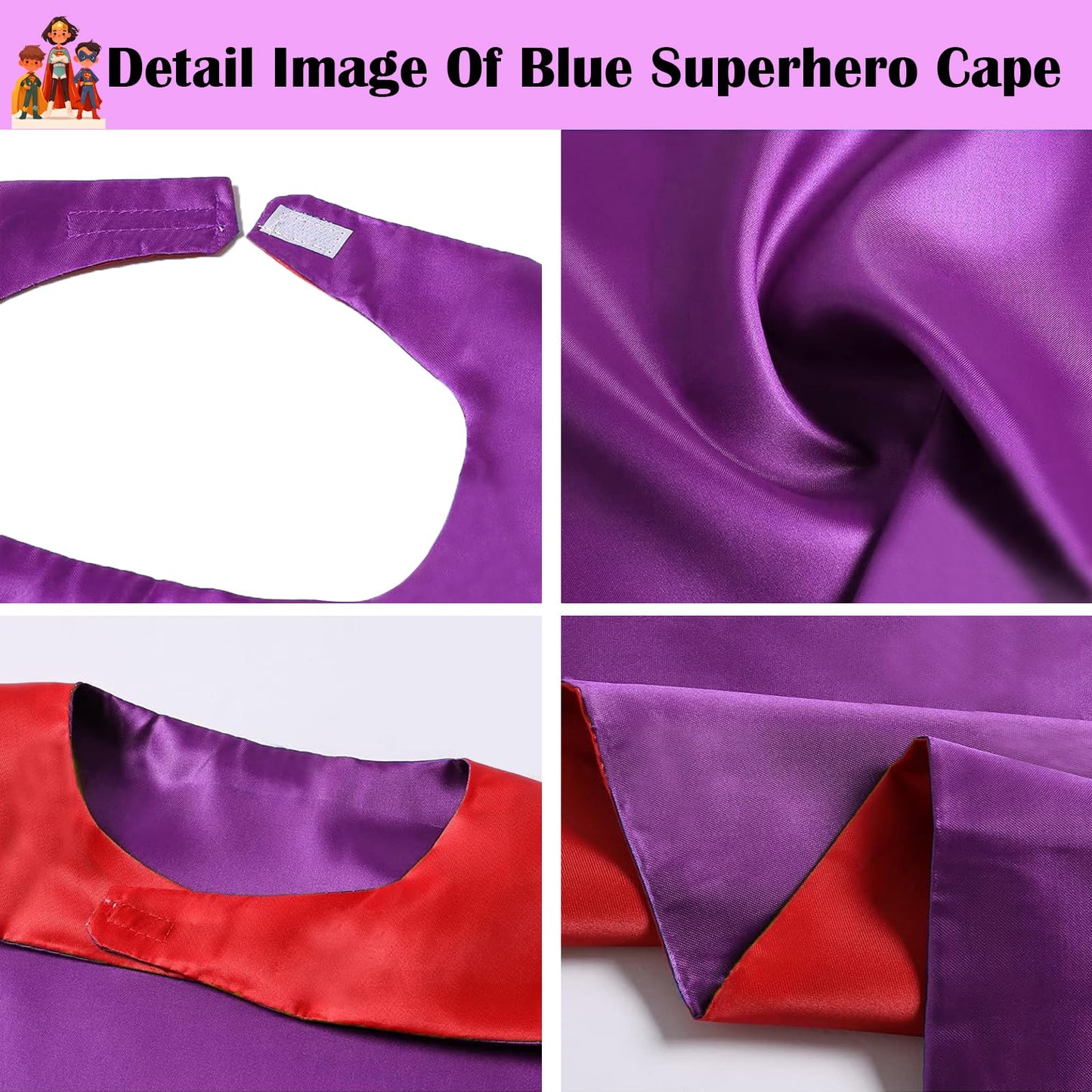 Dajiahao Superhero Kids Capes and Masks - Halloween Costume Cape Party Dress Up Toys Capes 4-10 Year for boys birthday party Gifts(Purple)