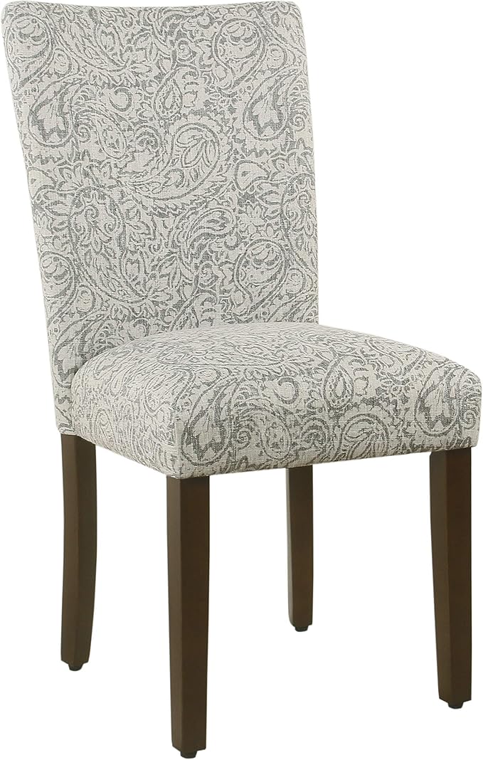 HomePop Parsons Classic Upholstered Accent Dining Chair, Set of 2, Gray and Cream