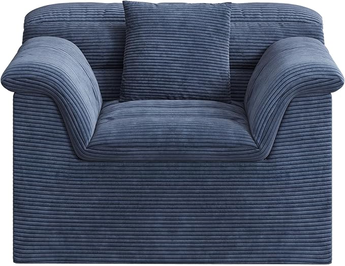 SUNG7 51" Cloud Sectional Couch, Modern Modular Sofa with Deep Seat, Comfy Compressed Single Sofa, Upholstered Corduroy Couches for Living Room, No Assembly Required, Blue