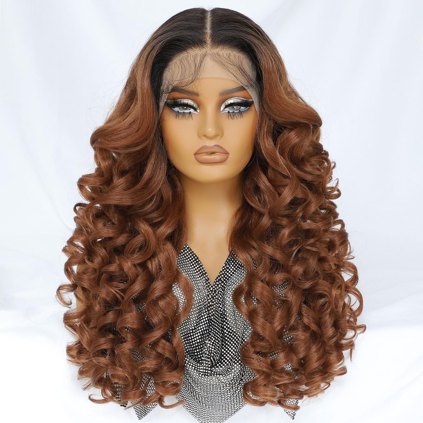 Felek 13x6 Ombre Synthetic Lace Front Wig Loose Wave HD Transparent Lace Frontal Wigs Pre Plucked Wear and Go Glueless Wigs for