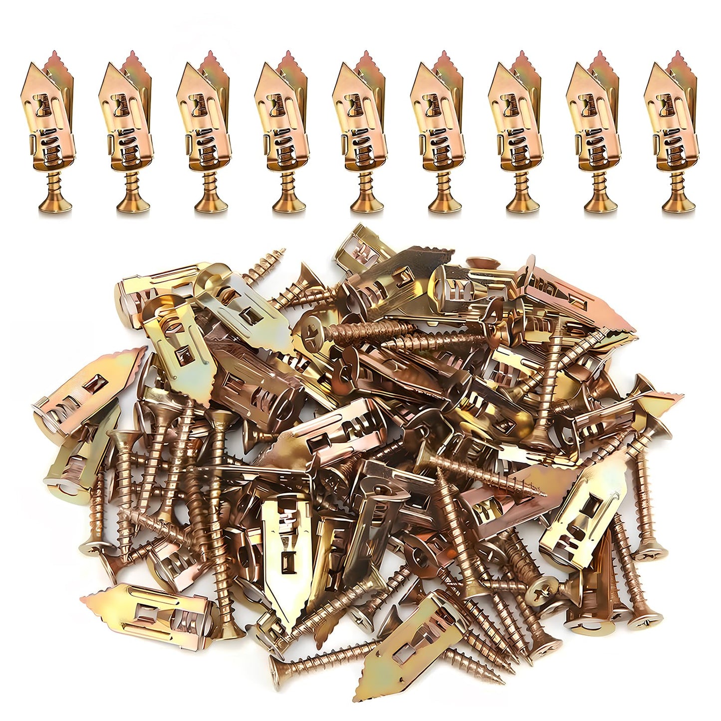 SOPAMI 100 PCS Drywall Self Drilling Anchors with Screws Kit,50 PCS Sheetrock Anchors (0.47X1.18inch) and 50 PCS Screws, Eliminating The Need for Drilling or Punching Holes in The Wall