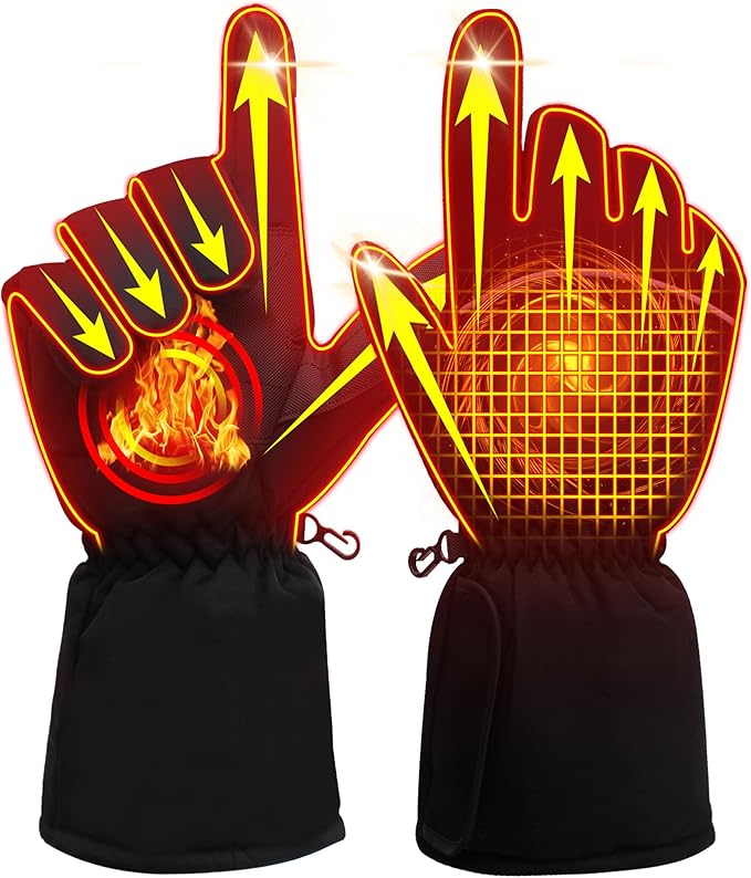 Electric Rechargeable Battery Thermal Gloves for Men Women, 7.4V Touchscreen Waterproof Windproof Heated Gloves for Hiking...