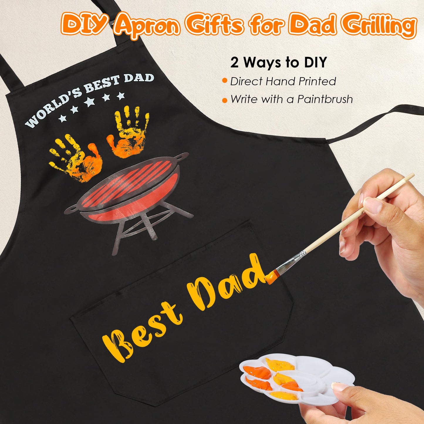 Funny Gifts for Dad - DIY World’s Best Dad Birthday Gift Grilling Plate with Handprint (11 inch), Cool Dads Gift from Daughter Son Wife Kids - Dad Gifts for Fathers Day Papa New Daddy