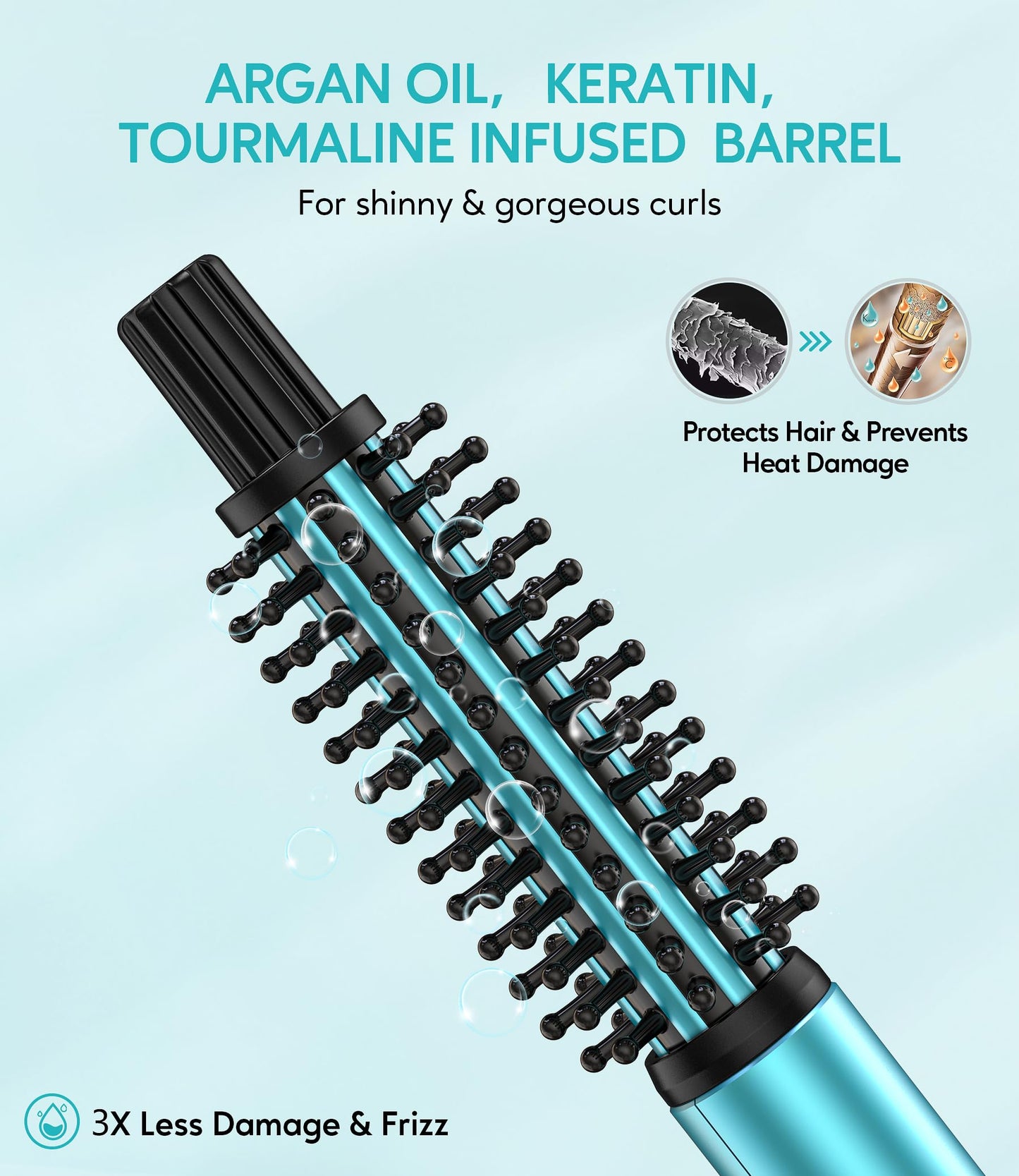 FARERY Mini Thermal Brush 3 Temperature Adjustable, 3/4 Inch Travel Curling Iron for Short Hair, Heated Round Brush for Touch-up