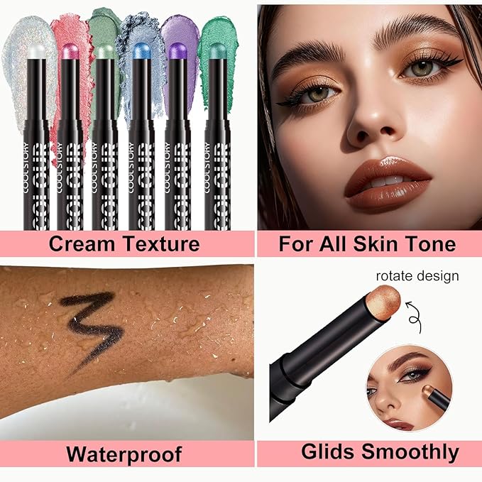 Olive Green Eyeshadow Stick, Lime Green Shimmer Eyeshadow Pencil for Women, Waterproof Long Lasting High Pigment Eye Shadow Crayon Pen, Women Multi-Dimensional Eye Highlighter Stick (21#)