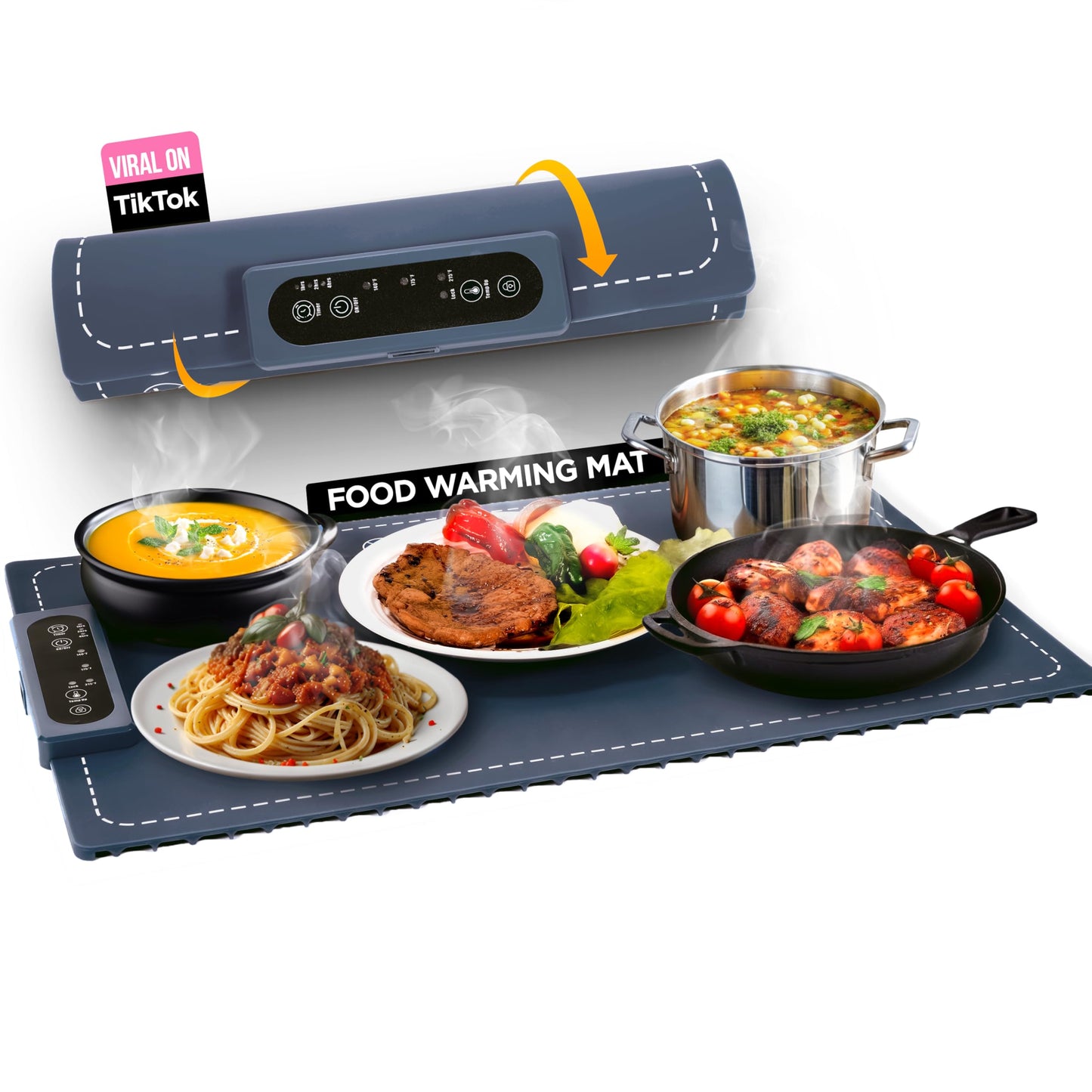 Warming Mat for Foods 24 x 15 with Adjustable Temperature Controls, Electric Warming Tray with Non-Slip Surface, Best for Buffet, Family Meals, & Parties – Keeps Food Warm for Hours By ZenOasis