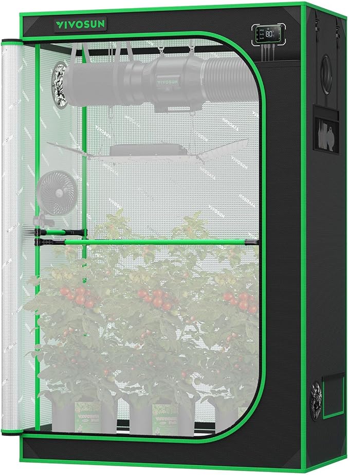 VIVOSUN PRO Grow Tent 2x4 Indoor Grow Tent with Thick 1 inch Poles Strengthened High Reflective Mylar Oxford Fabric Extra ...