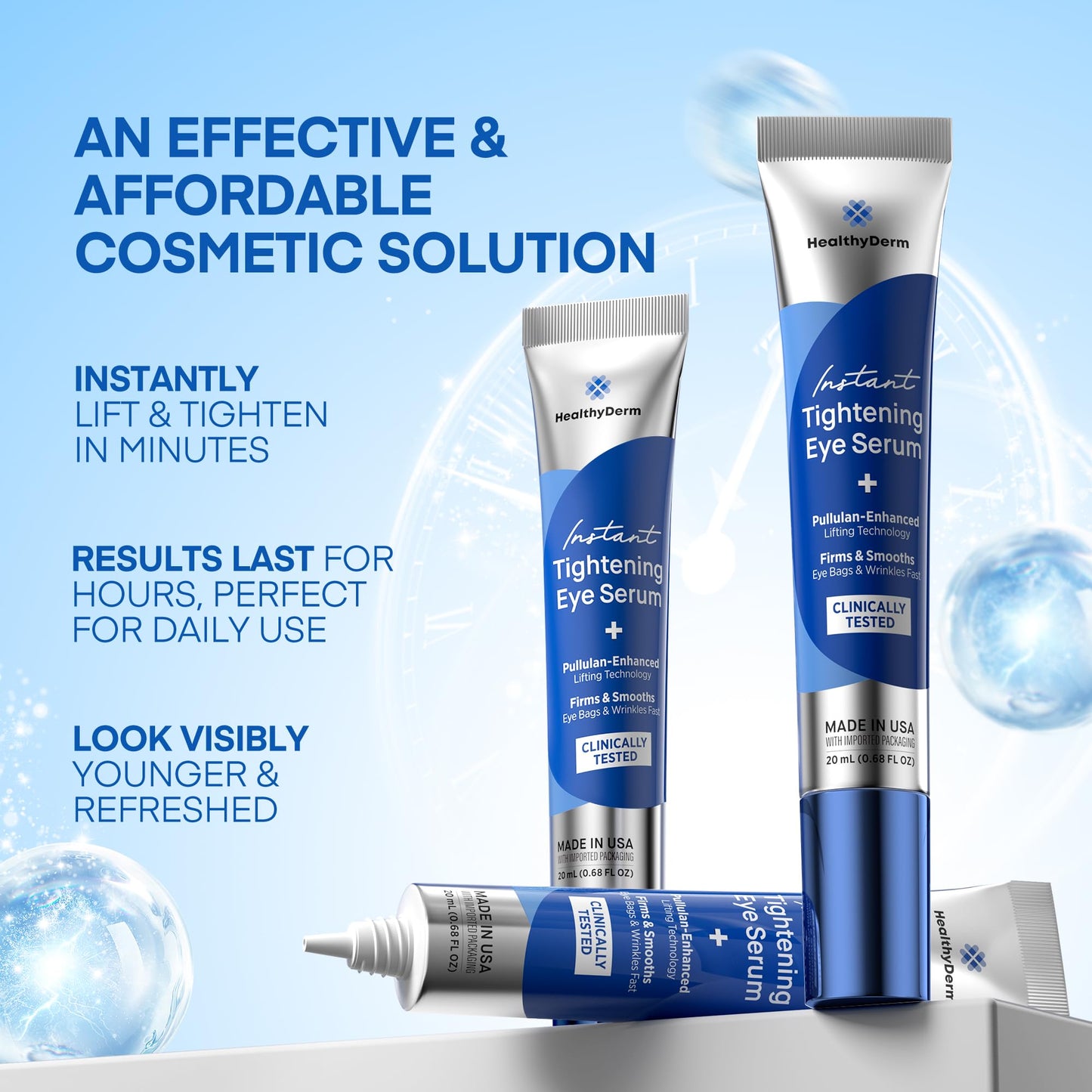 Instant Under Eye Lift Serum - Reduces Eye Bags, Wrinkles, Puffy Eyes, Dark Circles & Crows Feet in Minutes - Advanced Firming P