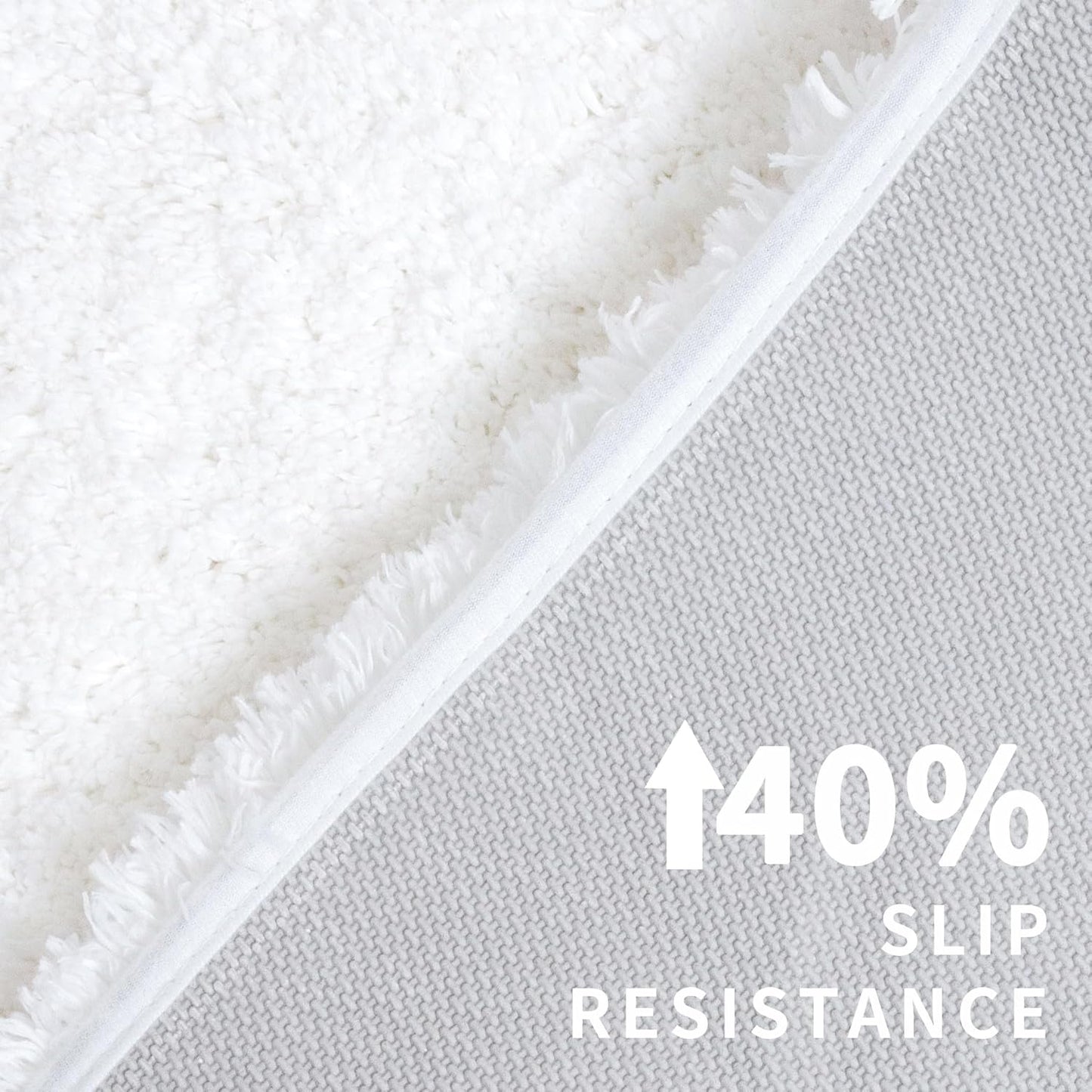 White Toilet Rug 22x24 Non Slip Fluffy Toilet Floor Mat U Shaped Washable Bathroom Contour Rug for Toilet Absorbent Shaggy Toilet Foot Rug