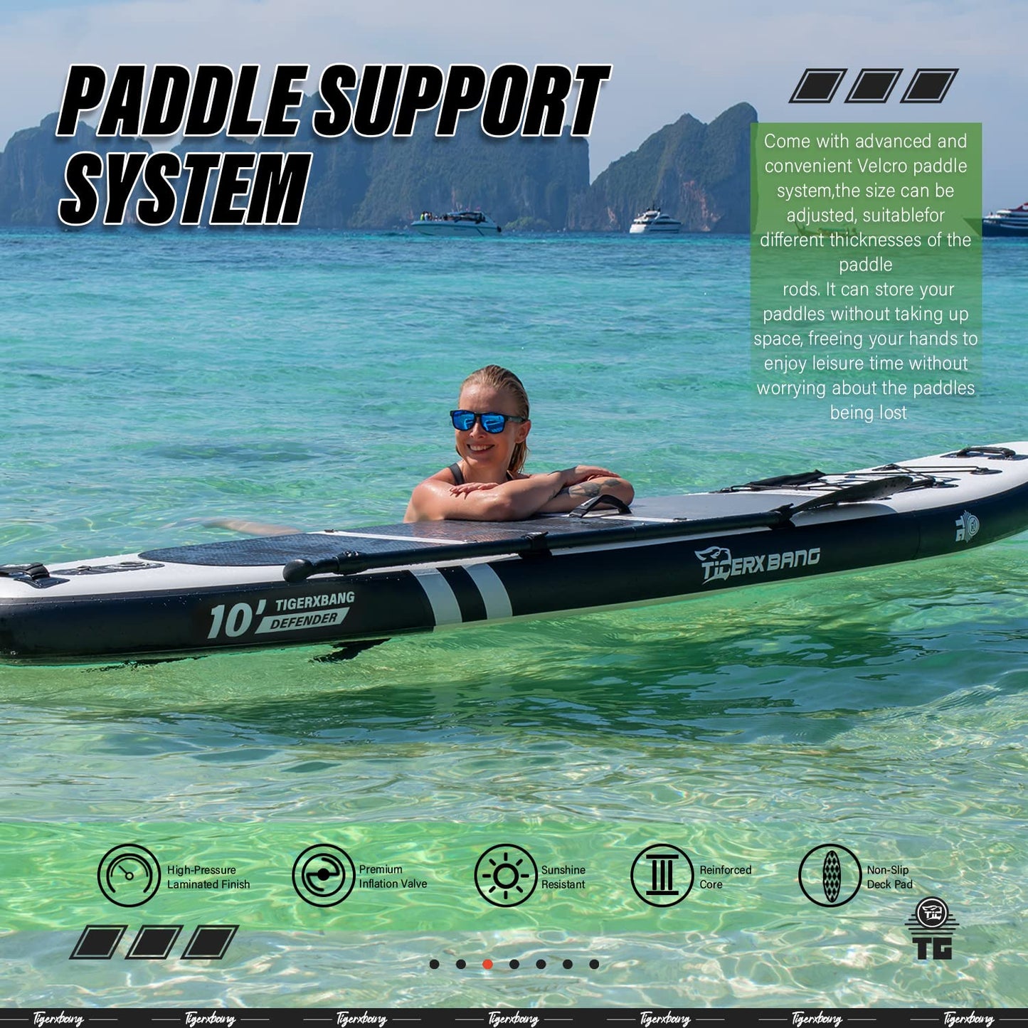 TIGERXBANG Inflatable Stand Up Paddle Boards with Premium SUP Board Accessories, Allround Paddle Boards for Adults/Youth,Defender Collection Black