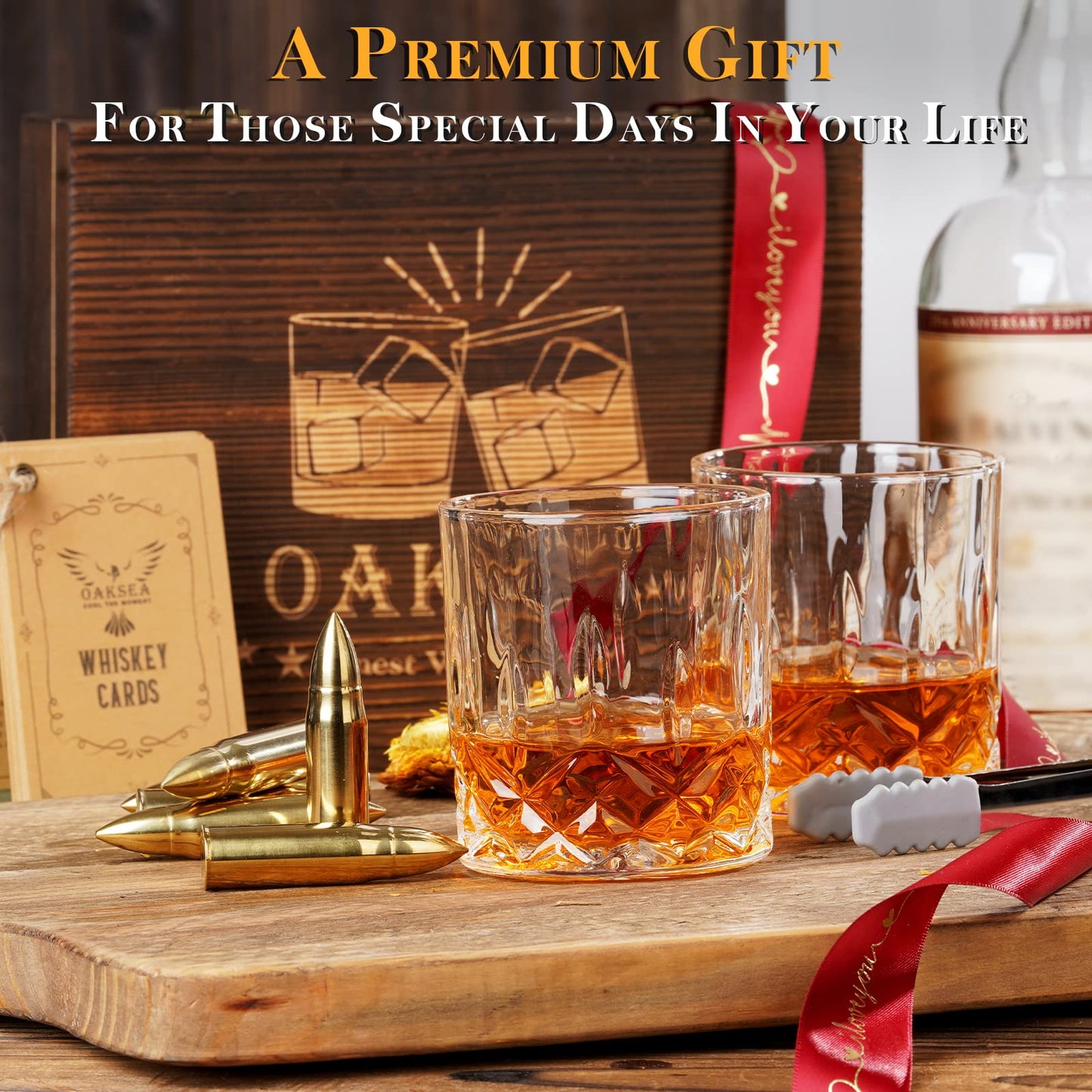Gifts for Men Dad Husband, Anniversary Birthday Gifts for Him Boyfriend, Reusable Stainless Steel Whiskey Stones and Whiskey Glasses Set, Cool Burbon Scotch Cocktail Set Gifts Stocking Stuffers