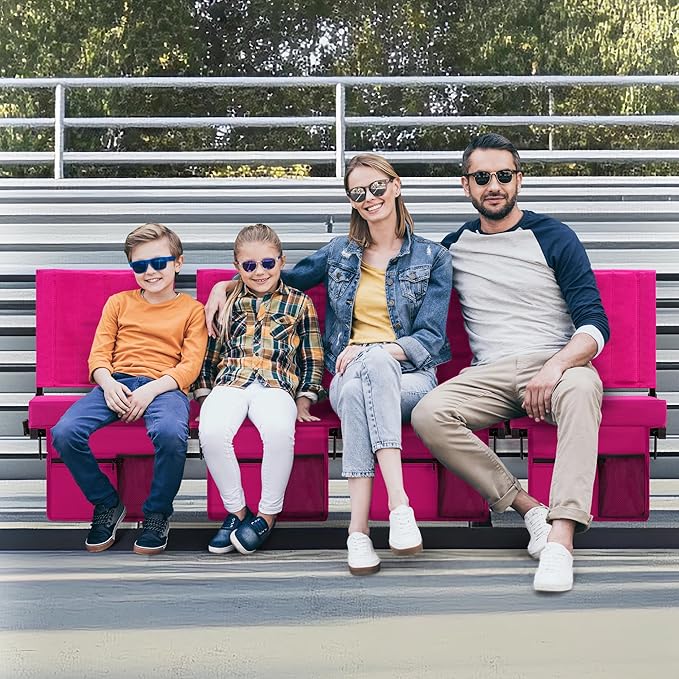Aliphon Stadium Seat for Bleachers with Back Support and Cushion, Bleacher Seats with Shoulder Strap and Cup Holder, Padded Portable Folding Comfort Stadium Chair, for Sports Events, New Red (1pcs)