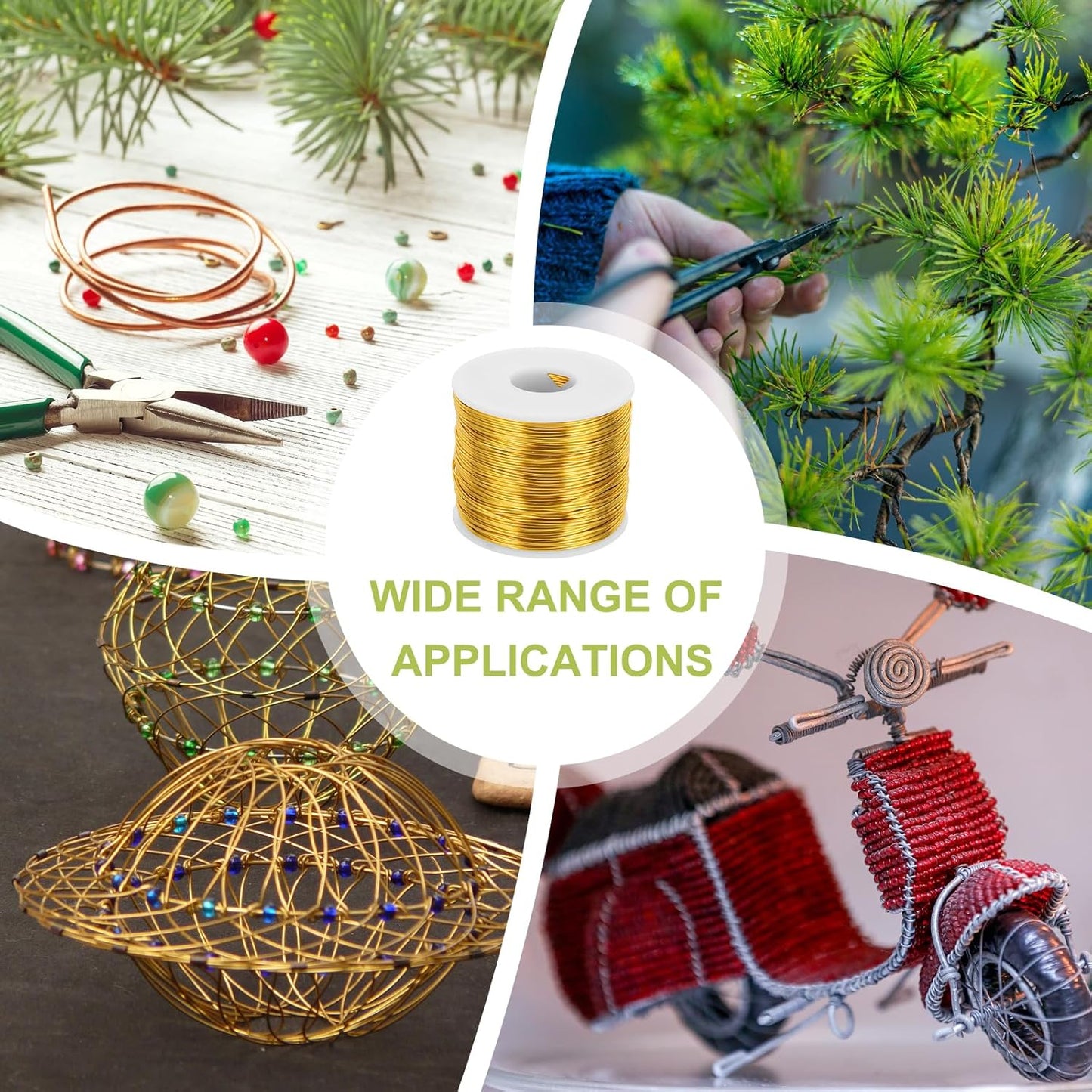 MECCANIXITY 18 Gauge Anodized Aluminum Craft Wire Bendable Bonsai Training Wire 492 Feet 1mm for Sculpting Crafts Wreath Floral Beading Jewelry Making, Gold Tone
