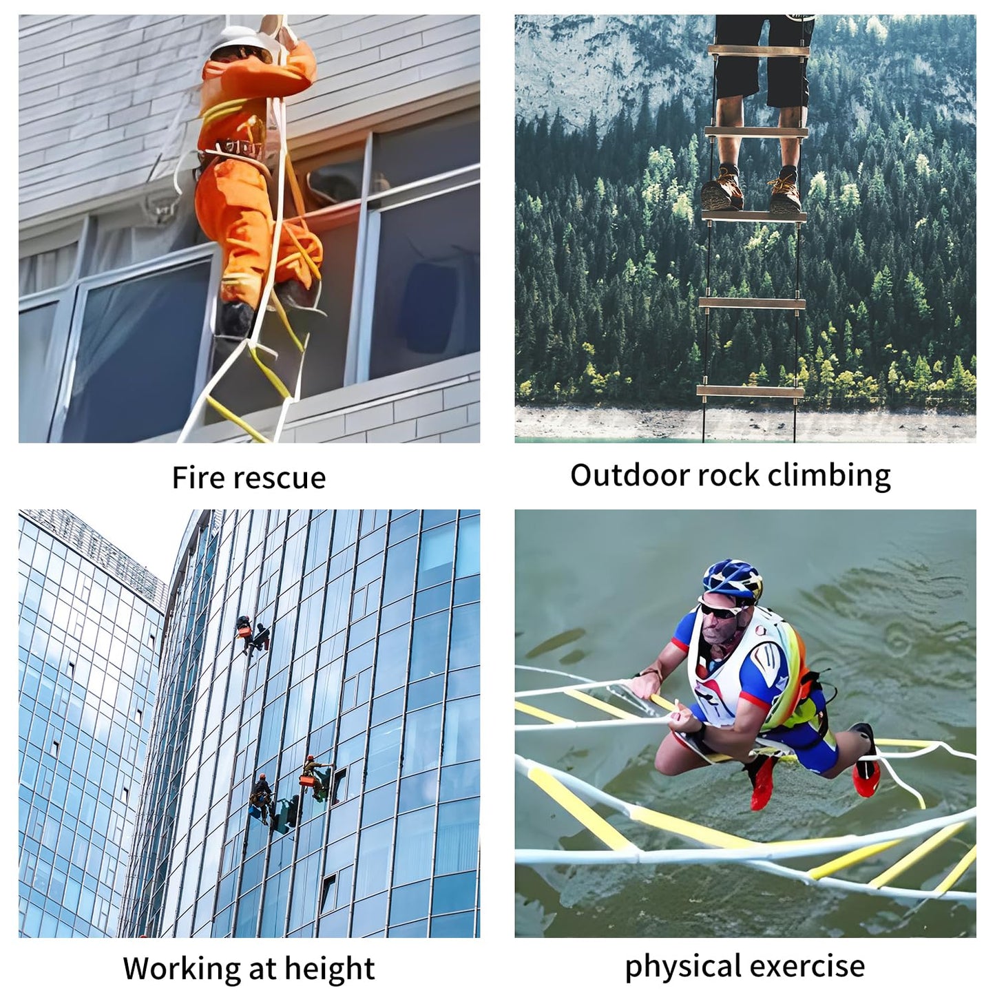 Emergency Fire Escape Ladder, 32.8FT Rope Ladder, Flame Resistant Safety Extension Ladder with 2 Hooks, Fast to Deploy Sturdy and Strong Portable and Reusable 2 Story,Weight Capacity up to 2000 LB